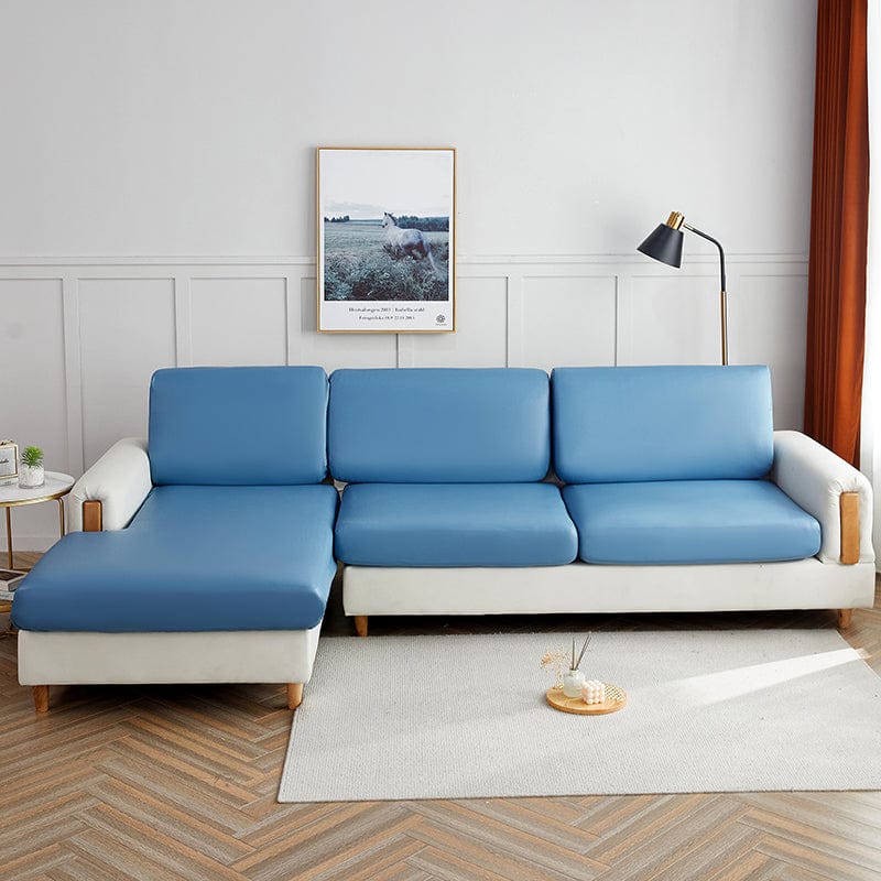 Texture luxueuse de la housse en similicuir bleu ciel