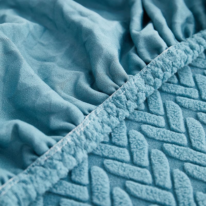 Détail de la texture moelleuse d'une housse polaire
