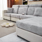 Housse bleue ajustée sur coussin de canapé