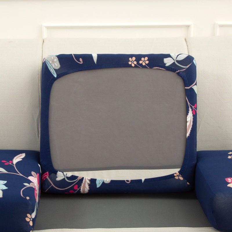 Gros plan sur tissu extensible bleu fleuri
