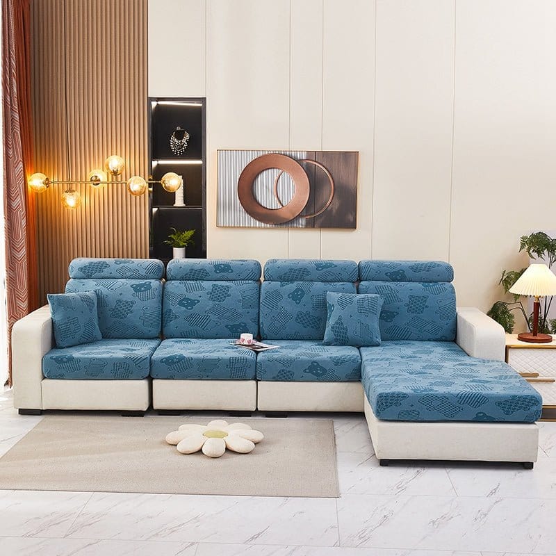 Texture moelleuse de la housse polaire bleue en gros plan