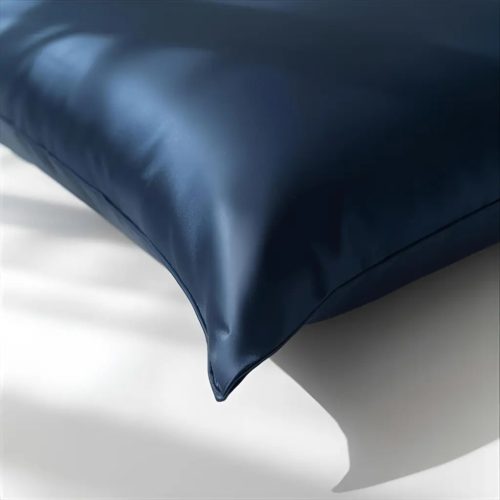 Gros plan sur la texture soyeuse bleu marine