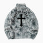 Blouson gris en laine pour femme, vue de face