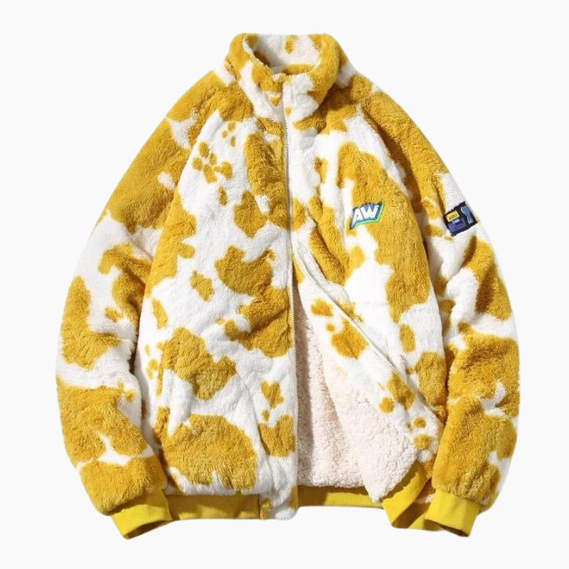 Vue de face du blouson sherpa avec fermeture éclair