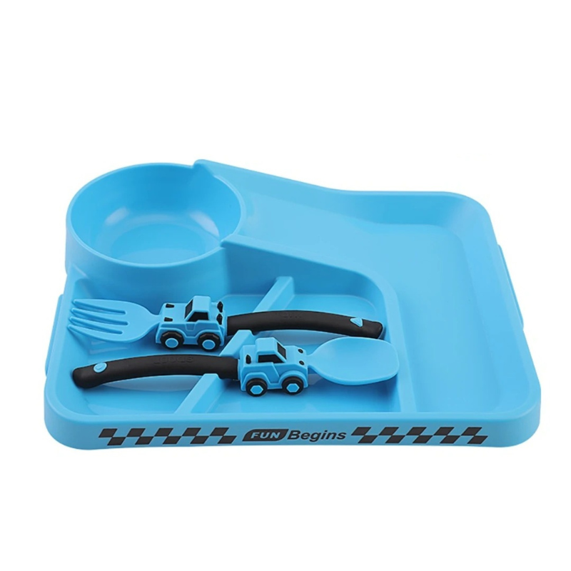 Assiette bleue résistante pour repas d'enfants