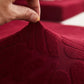 Housse polaire bordeaux avec motif palmier sur coussin de canapé