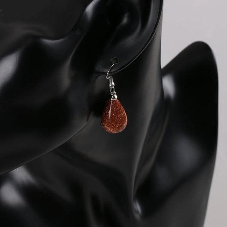 Boucles goutte d'eau ornées de quartz rose délicat