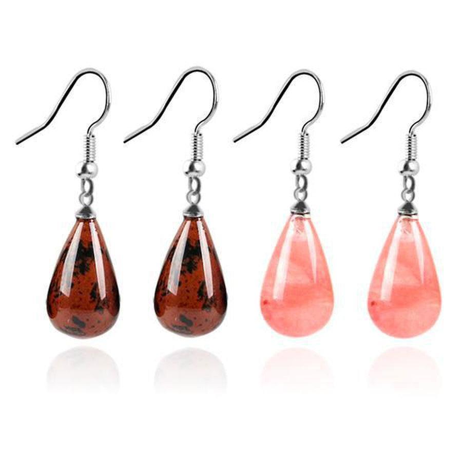 Boucles d'oreilles goutte d'eau avec pierre améthyste violette
