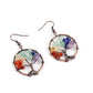 Boucles d'oreilles arbre de vie avec pierres colorées chakras