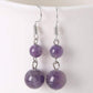 Boucles d'oreilles améthyste, détails des perles et crochets