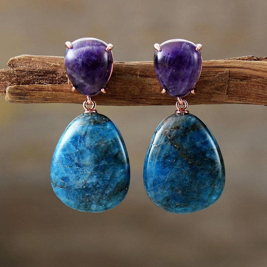 Boucles d'oreilles artisanales en apatite, hypoallergéniques et élégantes