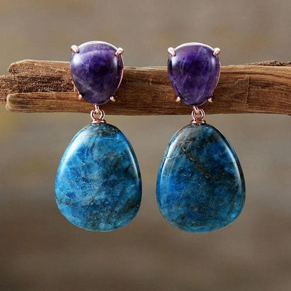 Boucles d'oreilles artisanales en apatite, hypoallergéniques et élégantes