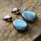 Boucles d'oreilles pendantes avec labradorite en goutte d'eau