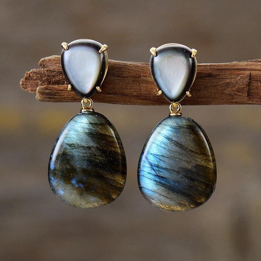 Boucles d'oreilles artisanales en labradorite, hypoallergéniques