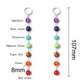 Boucles d'oreilles montrant les pierres alignées pour chaque chakra