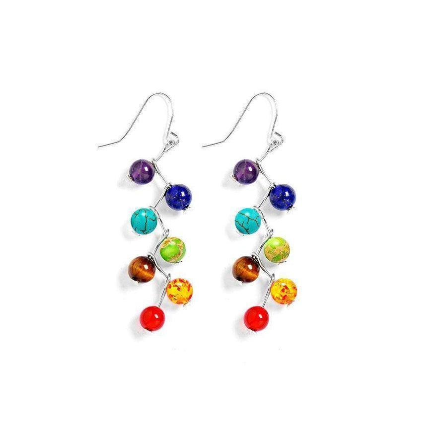 Boucles d'oreilles avec perles des 7 chakras en pierres naturelles