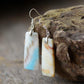 Vue latérale des boucles d'oreilles en amazonite