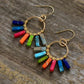Détail des pierres de jaspe colorées sur boucles d'oreilles