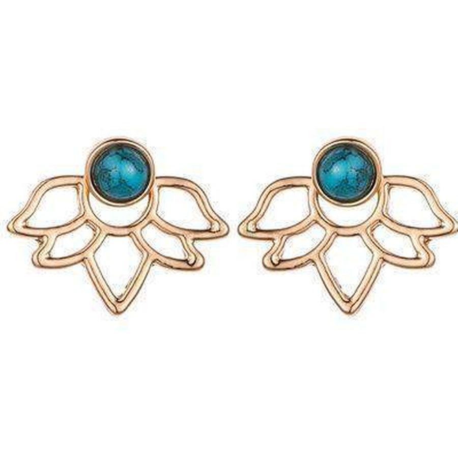 Détail du motif floral des boucles d'oreilles lotus