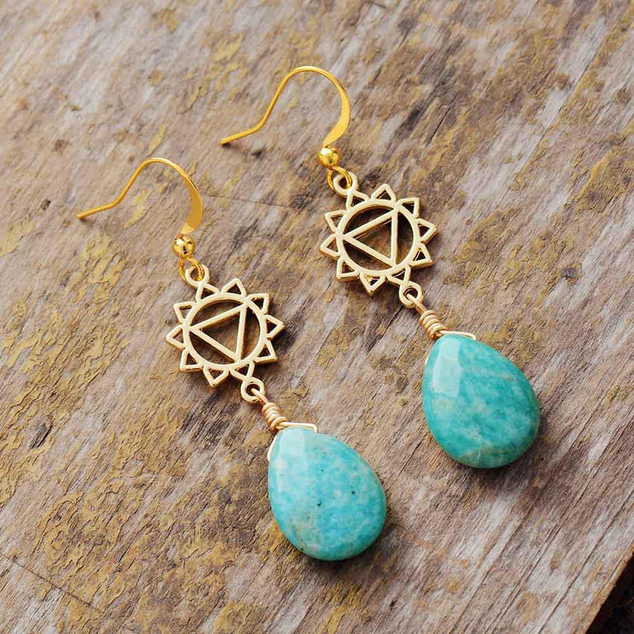 Design élégant de boucles d'oreilles en Amazonite façonnées à la main
