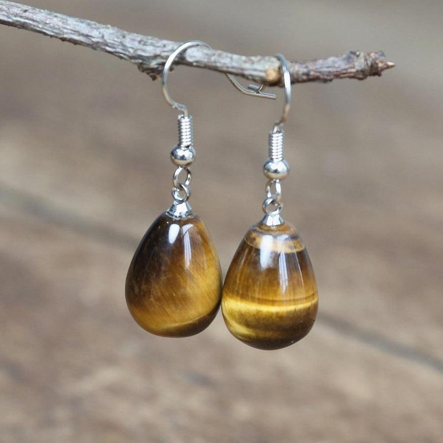 Ensemble des boucles d'oreilles avec pierre Œil de tigre