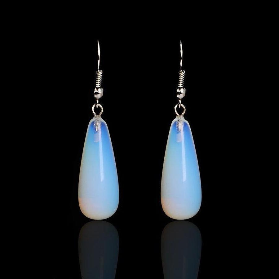 Boucles d'oreilles en Opalite, vue de côté