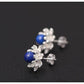 Boucles d'oreilles lotus argent avec perles lapis lazuli