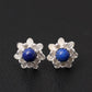 Boucles d'oreilles argentées avec centre en lapis lazuli