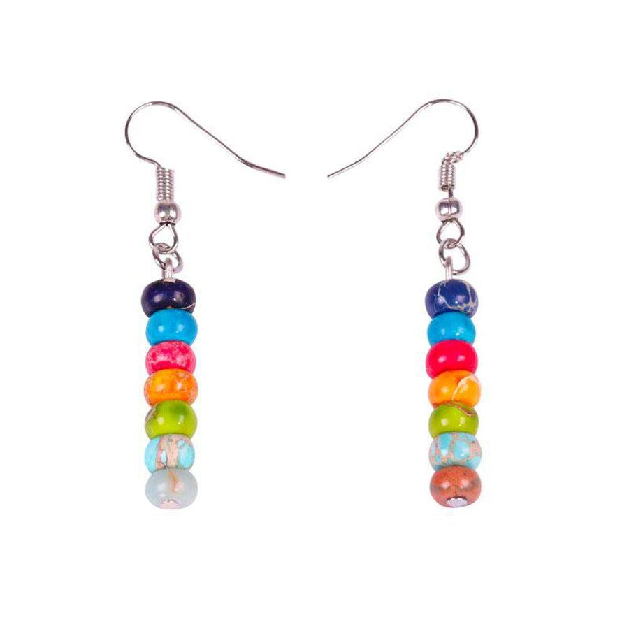 Boucles d'oreilles pendantes avec pierres colorées pour chakras