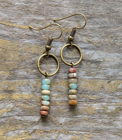 Boucles d'oreilles jaspe royal, détail des couleurs