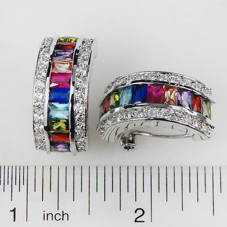 Boucles d'oreilles avec pierres précieuses multicolores sur argent