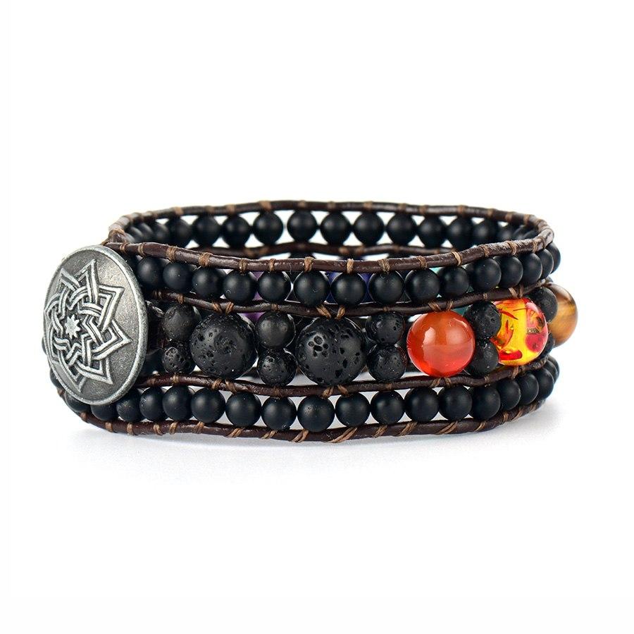 Vue rapprochée du bracelet montrant les pierres colorées