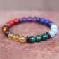 Bracelet 7 chakras enroulé sur un support clair