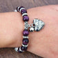 Vue latérale du bracelet améthyste et pendentif cœur