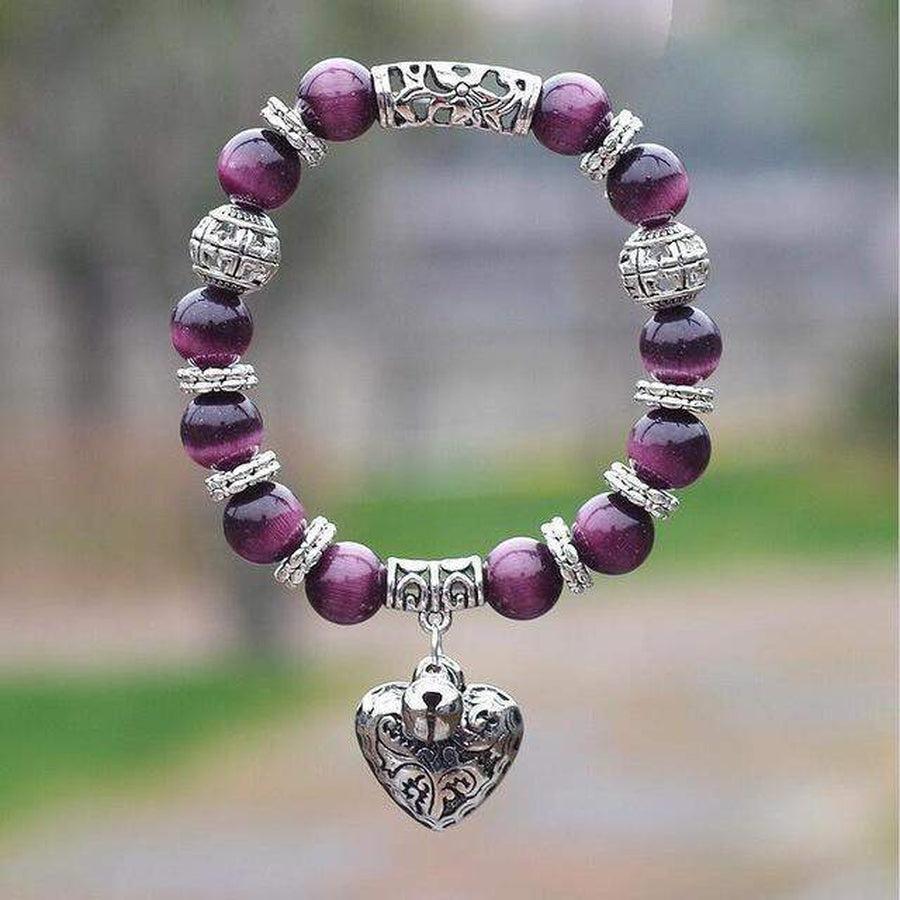 Bracelet améthyste avec perles de cuivre et pendentif