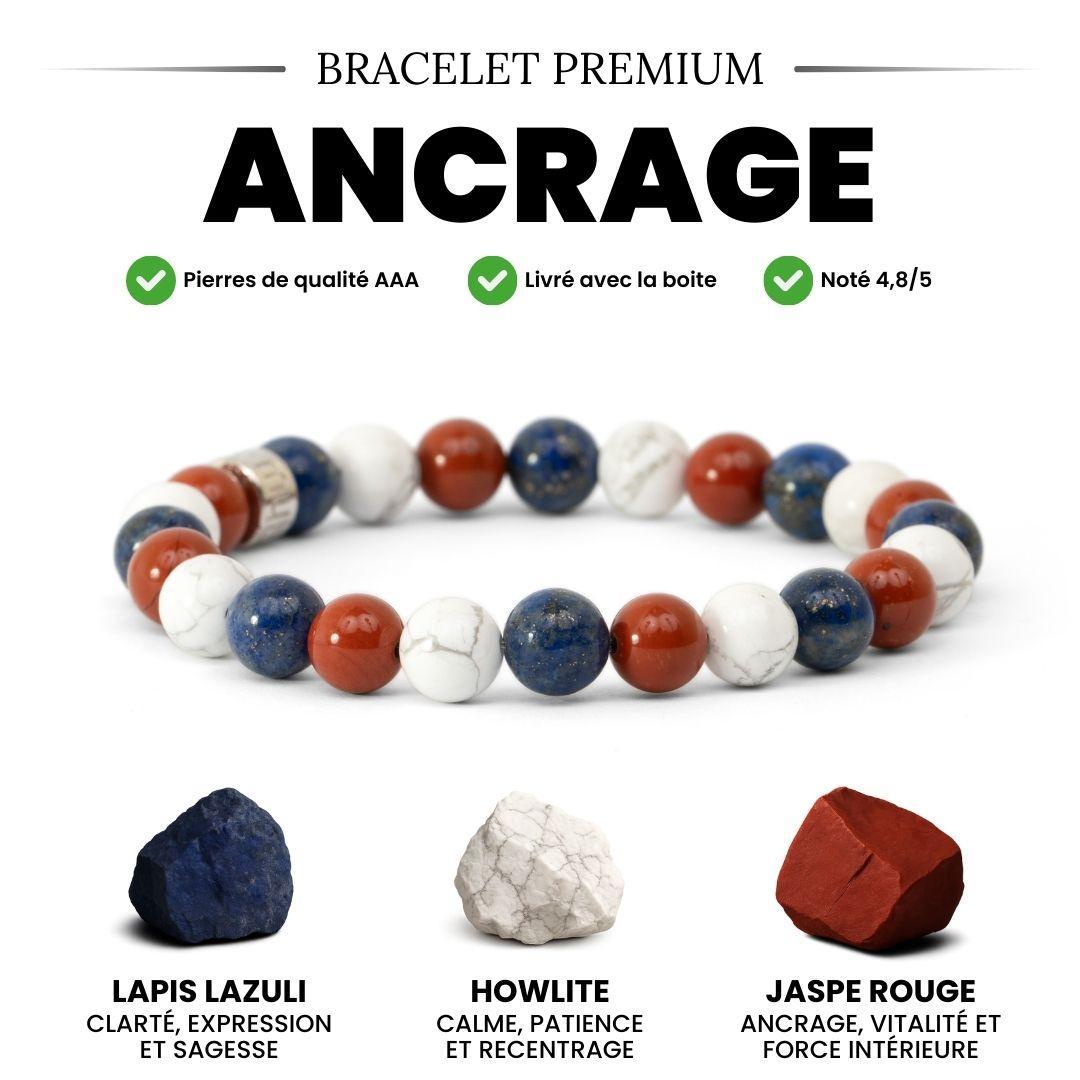 Bracelet en pierres naturelles avec perles de Lapis Lazuli, Howlite et Jaspe Rouge