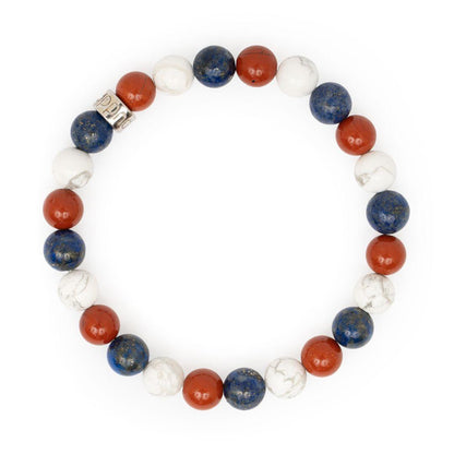 Bracelet en Lapis Lazuli, Howlite et Jaspe Rouge dans une boîte cadeau