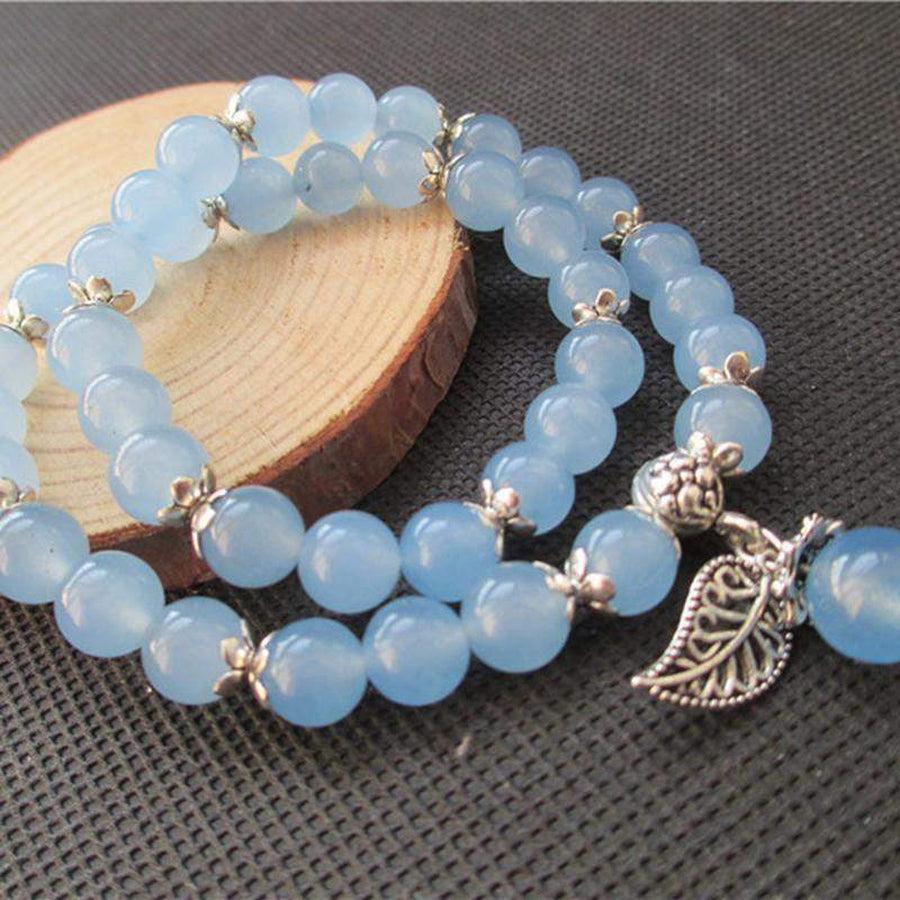Détail des perles bleues et argent du Tibet