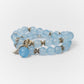 Perles de calcédoine bleues avec accents argentés