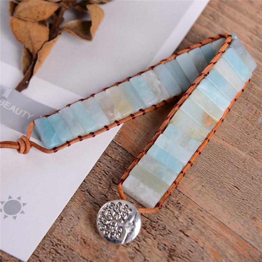 Détail du fermoir réglable du bracelet en amazonite