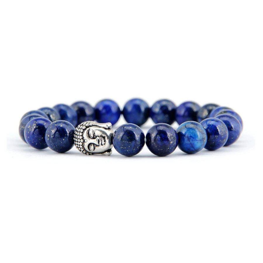 Perles de Lapis Lazuli et tête de Bouddha sur support élastique