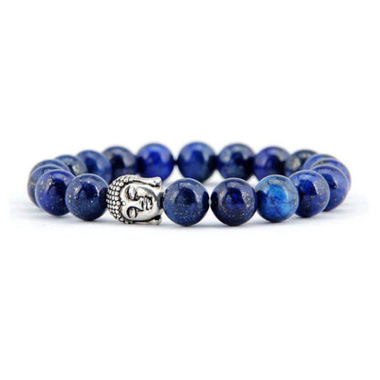 Perles de Lapis Lazuli et tête de Bouddha sur support élastique