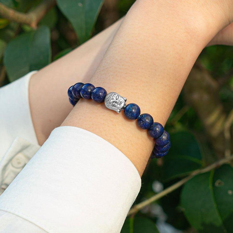 Bracelet en Lapis Lazuli avec tête de Bouddha vue de côté