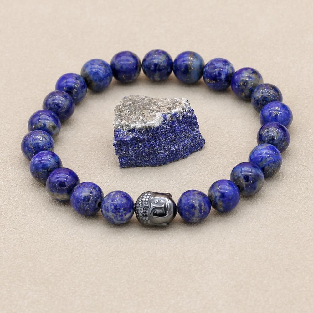 Bracelet Lapis Lazuli avec tête de Bouddha en hématite