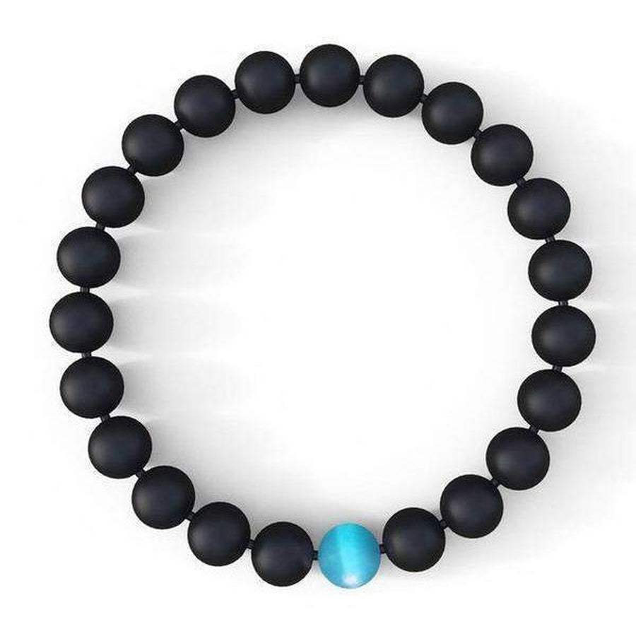 Bracelet élégant en onyx et œil de chat pour protection