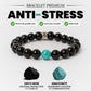 Bracelet en onyx noir et amazonite sur fond blanc