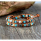 Bracelet double en cuir avec agate apaisante