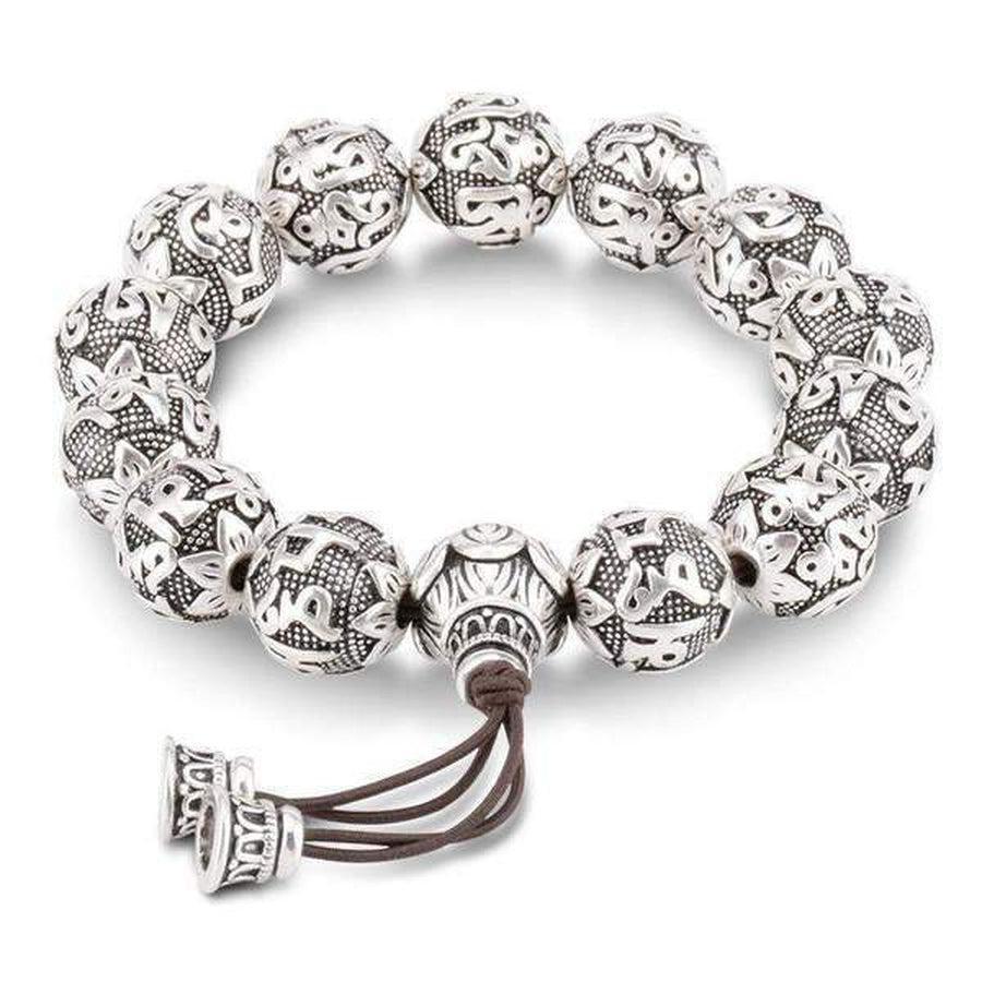 Vue d'ensemble du bracelet tibétain avec mantras