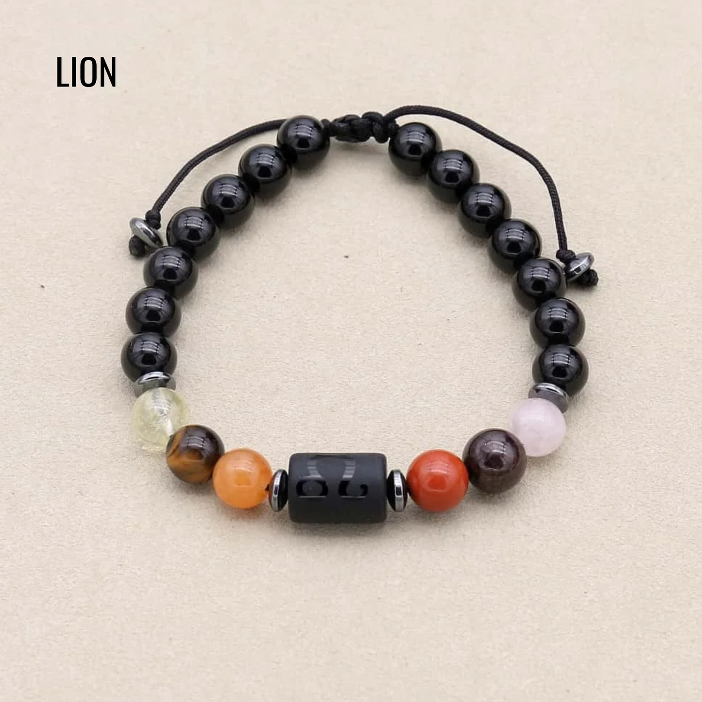 Bracelet en agate noire et pierres colorées pour signe astrologique