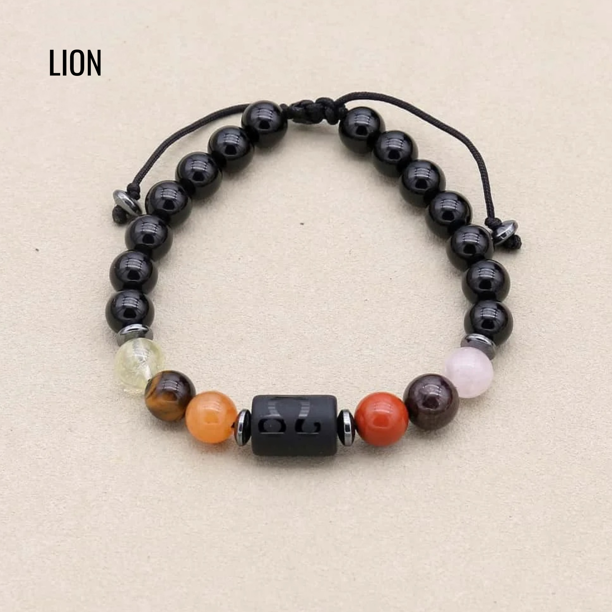 Bracelet en agate noire et pierres colorées pour signe astrologique
